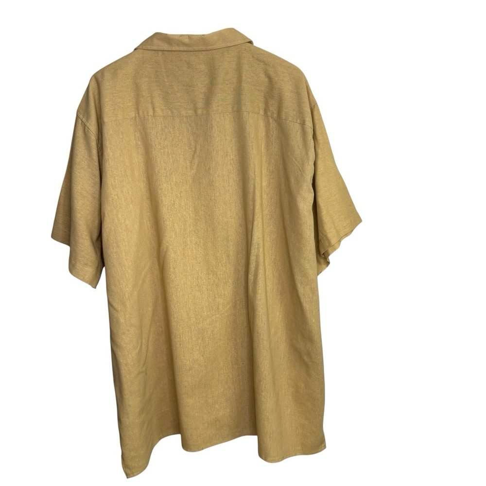 Sahara Club Mens Shirt 4XL Brown Tan Button Up Short Sleeve Linen Collar Beachy - Picture 5 of 10